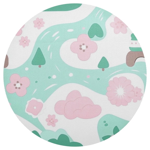 Dreamy Spring Landscape 15.4in Diameter PVC Plate Mat, Heat-Resistant and Cuttable, Kitchen Decor