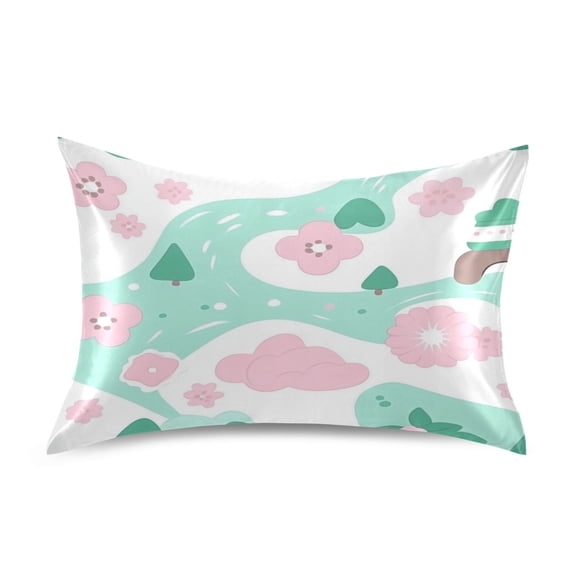 Dreamy Spring Landscape Luxury Silky Soft Pillowcase Standard Size Wrinkle Resistant Envelope Closure 20x26in