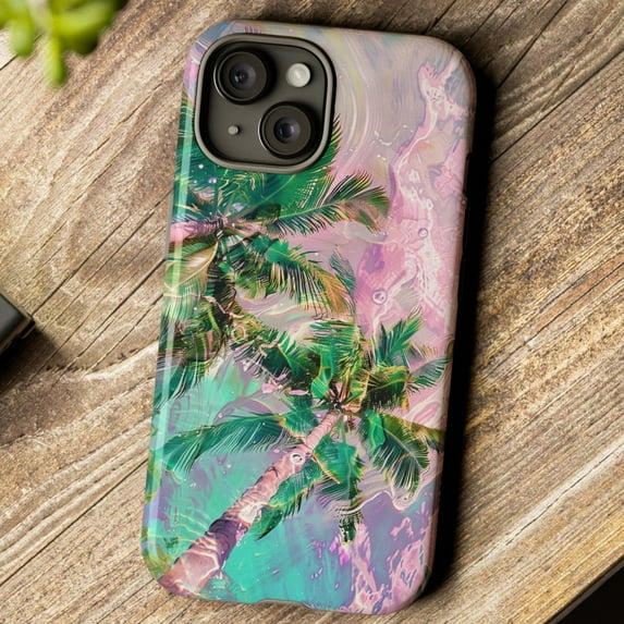 Dreamy Summer Pastel Palm Tree Tropical Case with iPhone 17 to 11 Pro