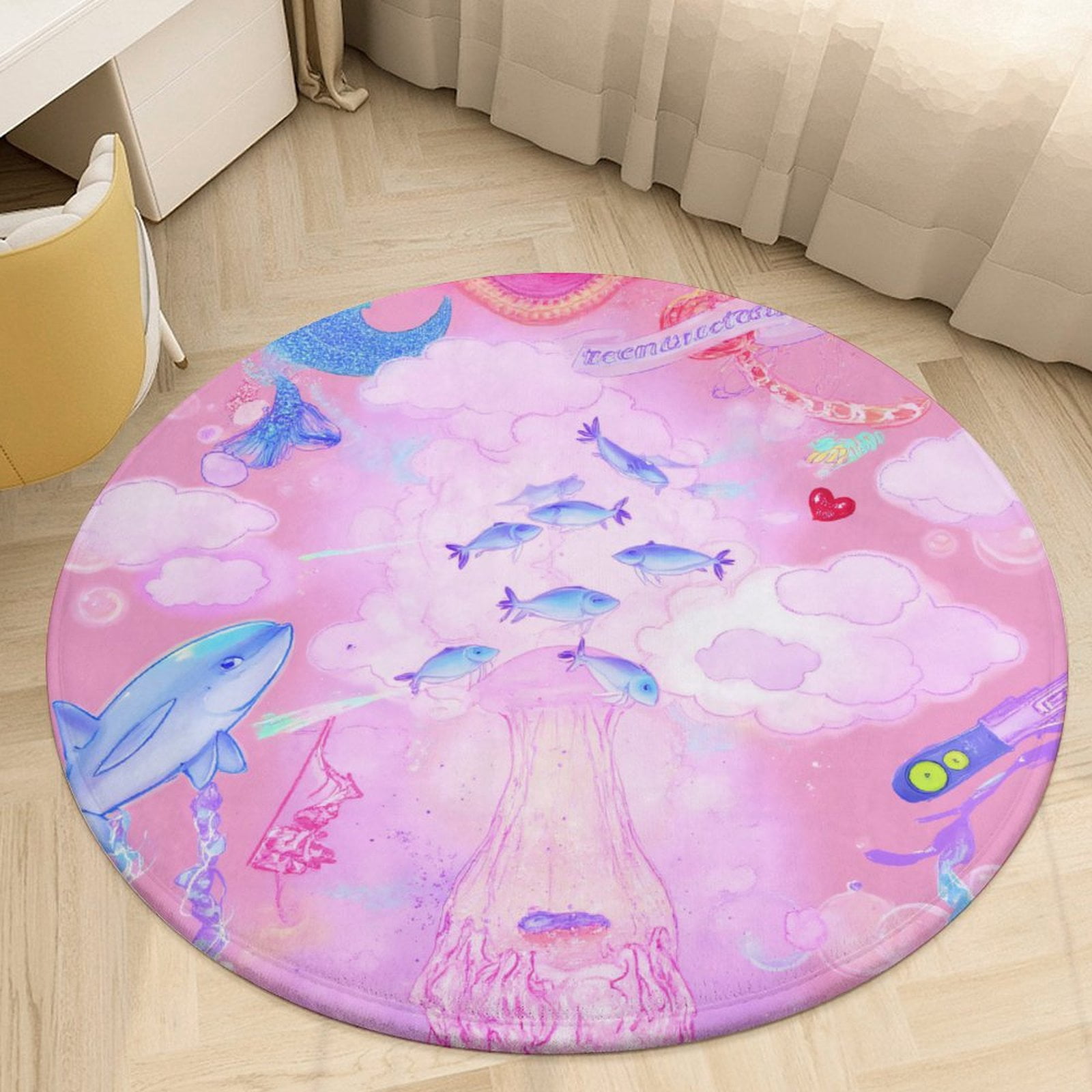 Dreamy Area Rug Dreamy Underwater Fantasy Round Area Rugs for Bedroom Living Room, 5FT ...