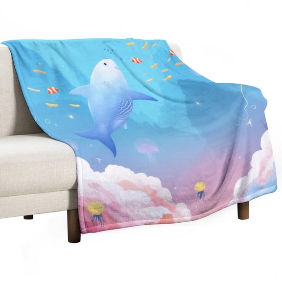 Dreamy Underwater Scene with Fish And Jellyfish Blankets Bedroom Living Room Sofa Throw Blankets for Beds