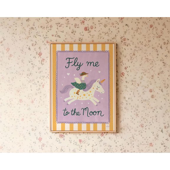 Dreamy Unicorn Nursery Art Print Whimsical Room Wall Decor Retro Pastel Unframed Paper Print