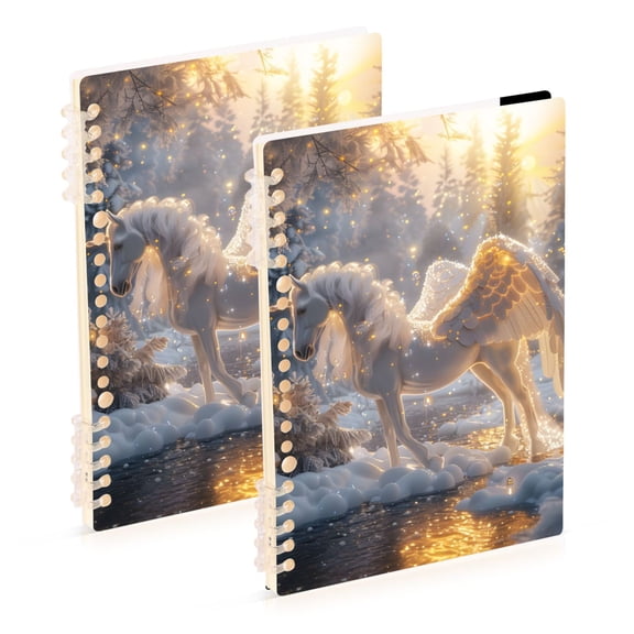Dreamy Unicorn Snow Forest River Notebook Detachable Coil Notebook Diary Plan Book A5 Size 60 Pages 1 Pack