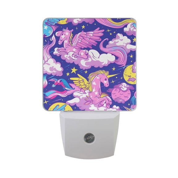 Dreamy Unicorns Clouds Stars Moon LED Night Light with Smart Sensor Plug Into Wall Dusk to Dawn 2 packs