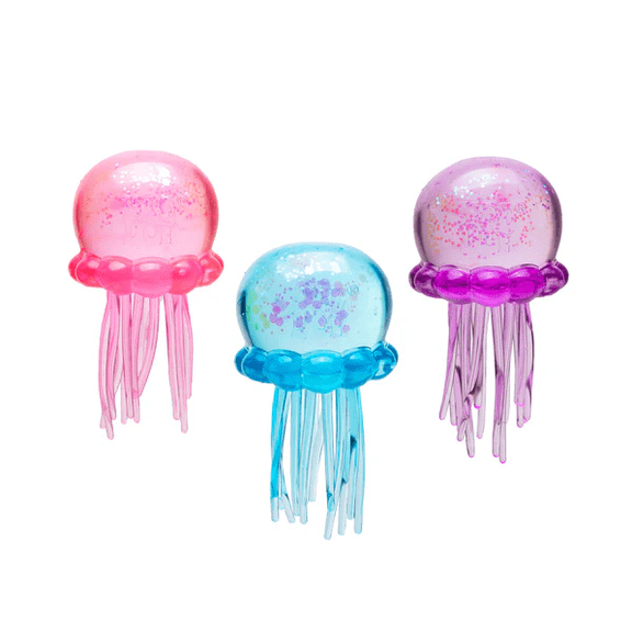 Dreamy Water-Jellyfish Squishies - 3pc Thickened TPR Stress Relief Balls with Sparkly Interior for All Ages
