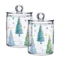 thumbnail image 1 of Dreamy Watercolor Christmas Trees with Stars Translucent Plastic Cans Storage Canisters with Lid Set of 2, 1 of 7