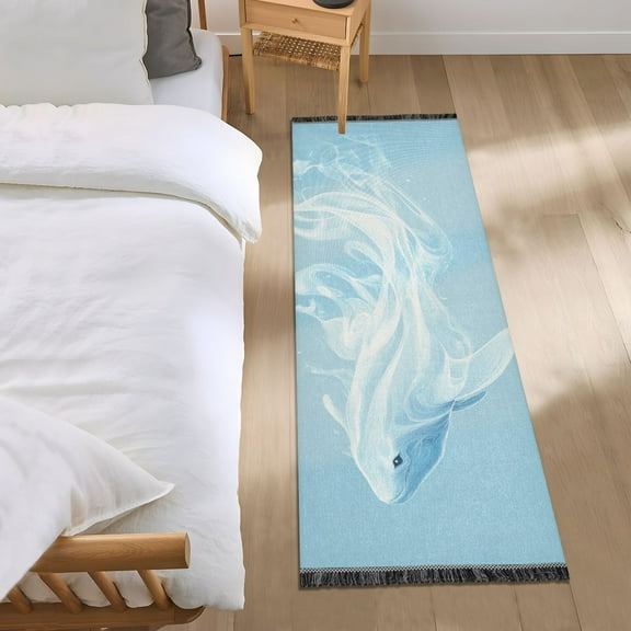 Dreamy Whale Bedside Runner Rug 2'x 6' Non Slip Carpet Floor Mat Area Rug