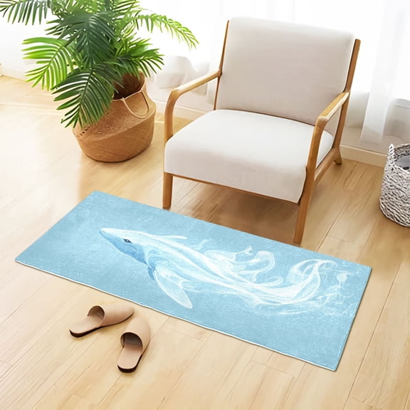 Dreamy Whale Plush Carpet Non Slip Runner Rug Absorbent Bath Mat 39" x 20"