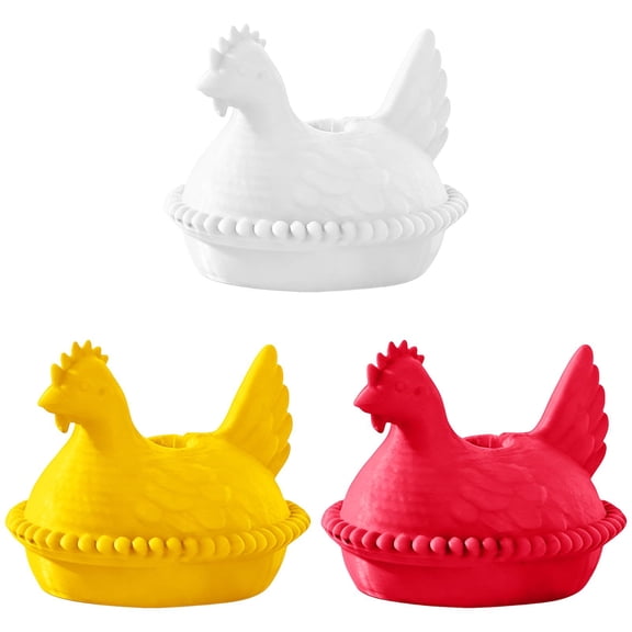 DreamyJuly 3D Printed Hen Topper Funny Chicken Decorations(3pcs), Reusable Cute Bird Figurine Drinking Accessories for Cups, Birthday Idea for Chicken Lovers, C