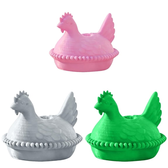 DreamyJuly 3D Printed Hen Topper Funny Chicken Decorations(3pcs), Reusable Cute Bird Figurine Drinking Accessories for Cups, Birthday Idea for Chicken Lovers, F