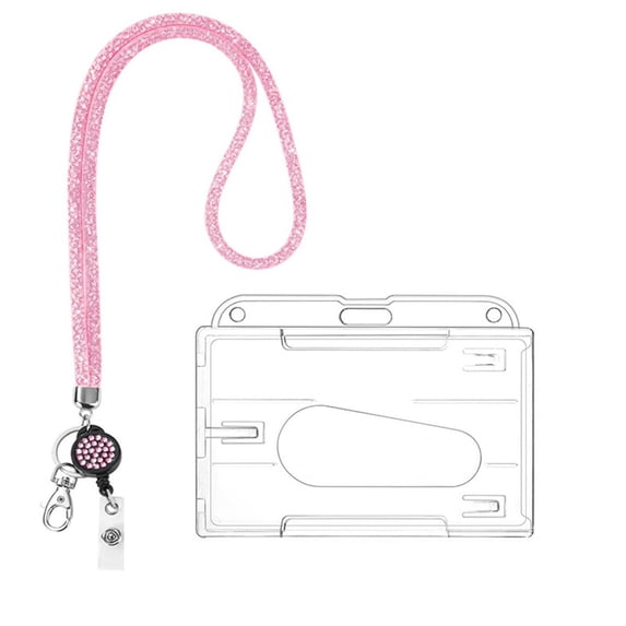 DreamyJuly Bling Keychain Lanyards, Crystal Rhinestone Neck Strap for Women, and Teachers - Cute ID Badge Holder for Keys, Wallet, and Card with Detachable Hook, E