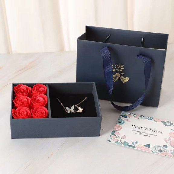 DreamyJuly Couples Valentine's Day Rose Box, Head Over Heels Gift Set to Deepen Affection - Romantic Gift for Him or Her, Blue
