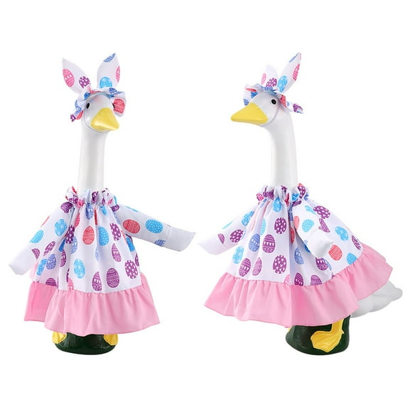 DreamyJuly Easter Porch Outfits, 23 Inch Porch Goose Clothing with Easter Eggs and Prints for Patio Yard Decor - Lawn Goose Costume Set, B