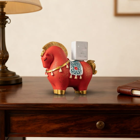 DreamyJuly Horse Statue for Home Decoration, Fortune Wealth Attracting Sculpture with "May Luck & Abundance Soon" Symbolic Figurine - Resin Craft, A