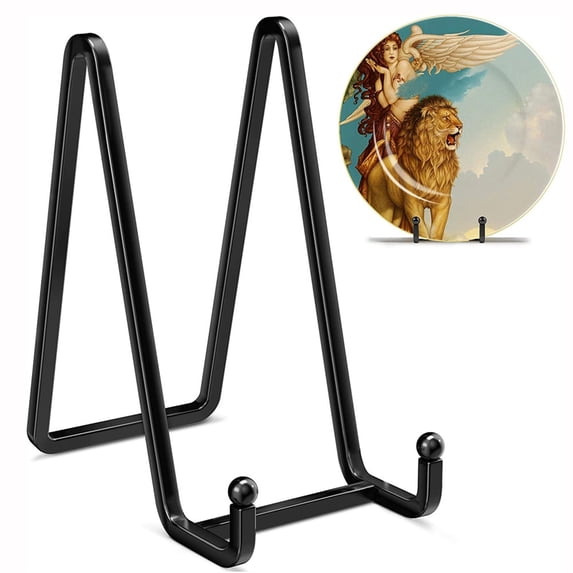 DreamyJuly Simple Metal Photo Frame Stand, Border New Decoration Bracket for Porcelain Plate Display - Elegant Photo Frame Holder, Black