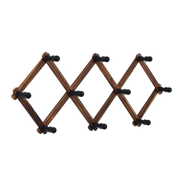 DreamyJuly Wooden Telescopic Clothes Hanger, Door Back Folding Coat Rack, Movable Clothes Hook for Wall Mounted Storage - Space Saver
