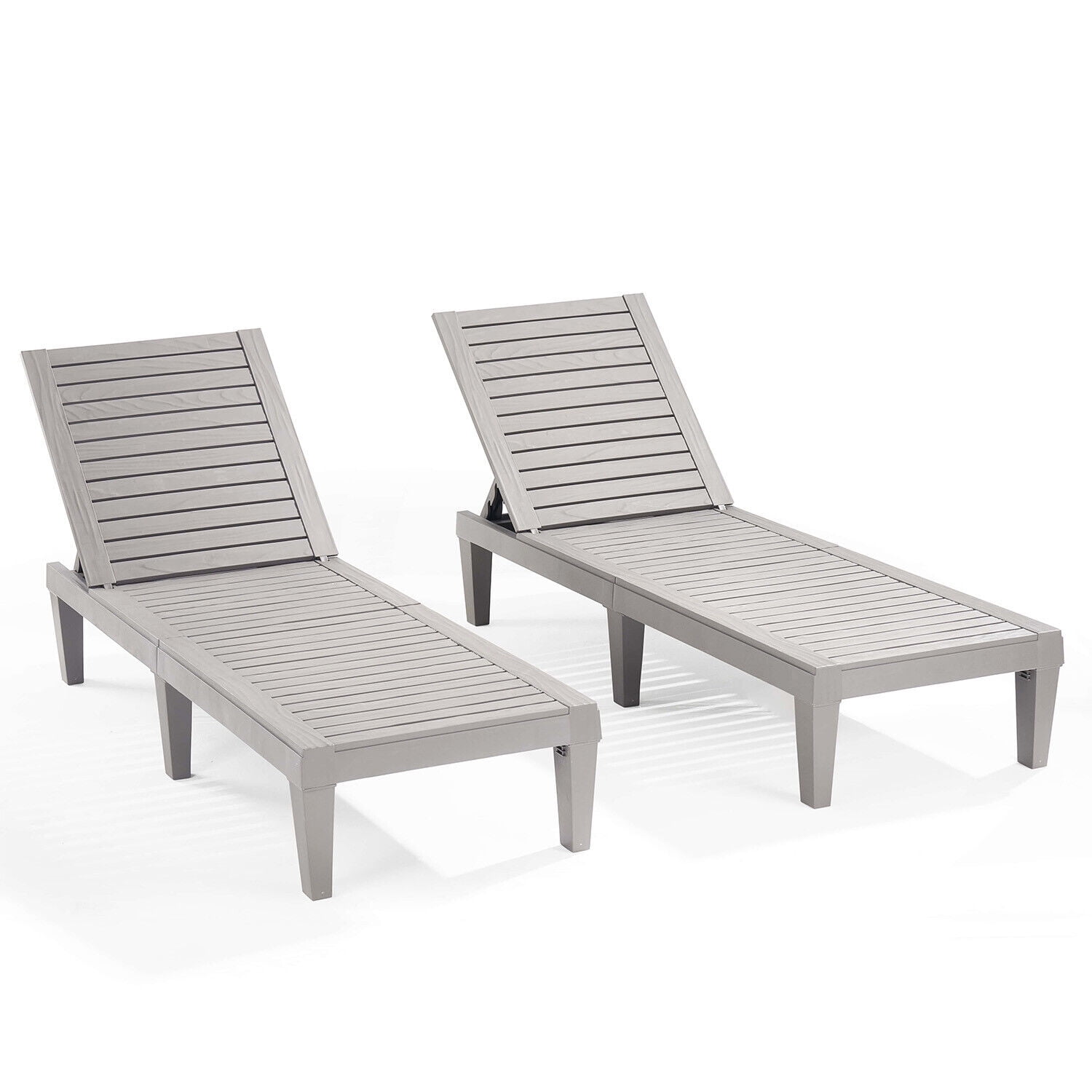 Gray Adjustable Polyresin Outdoor Chaise Lounge Set