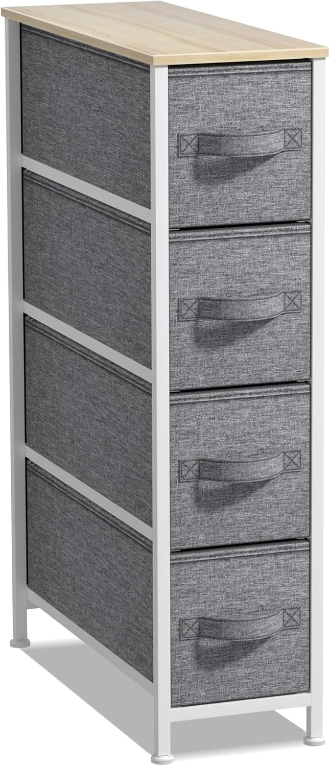 DreamyTrendy Kids Narrow Dresser with 4 Drawers - Vertical Slim Storage ...