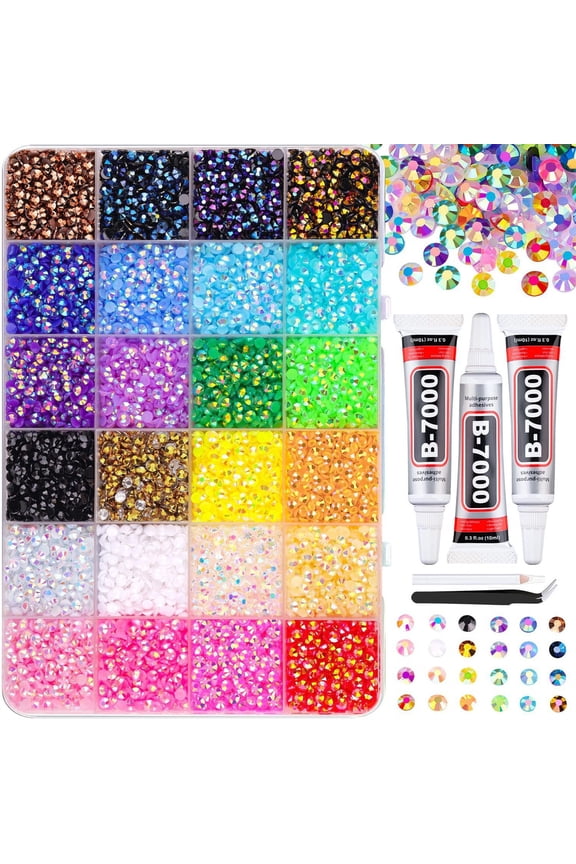 40 Color Resin Jelly Beads for Bedazzling, 3Mm Flatback Rhinestones Gems for Crafting Clothing Shoes Nails, with 3 Tubes of Glue Kit, B