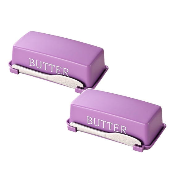 Dreamyjuly Butter Dish with Lid, Airtight Butter Storage Container(2 Pcs), Suitable for Countertops and Refrigerator Door Shelves, Kitchen Essential, An Ideal Gift for Your Wife Or Mother, Purple