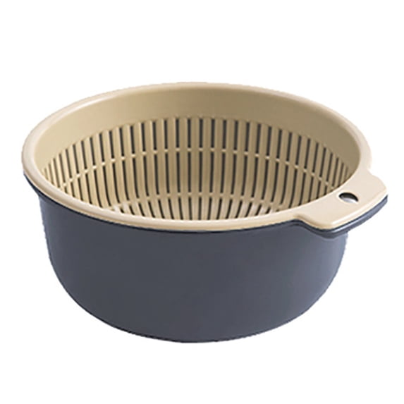 Dreamyjuly Double Layer Draining Basket for Fruits and Vegetables, Hollow Storage Basin, Kitchen Multifunctional Collapsible Sink Organizer, Dish Drying Rack, Light Blue