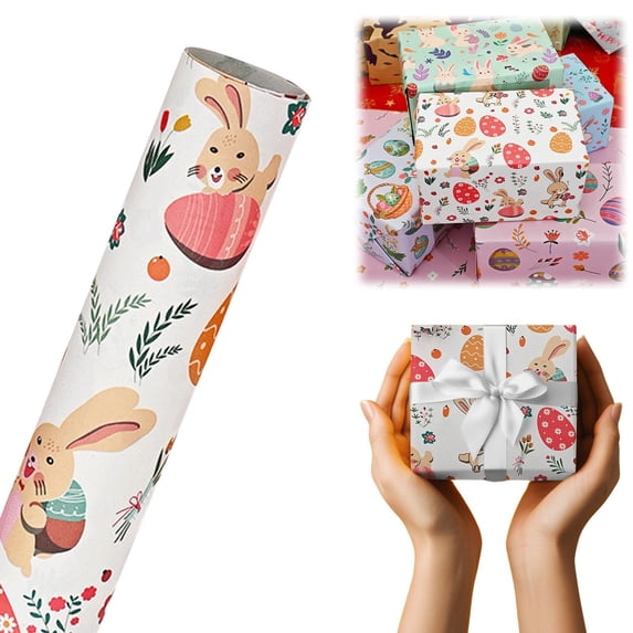 Dreamyjuly Easter Wrapping Paper Sheets with Spring Pattern, Holiday Birthday Craft Project Paper, Bouquet Wrap for Gift Giving and Diy, A