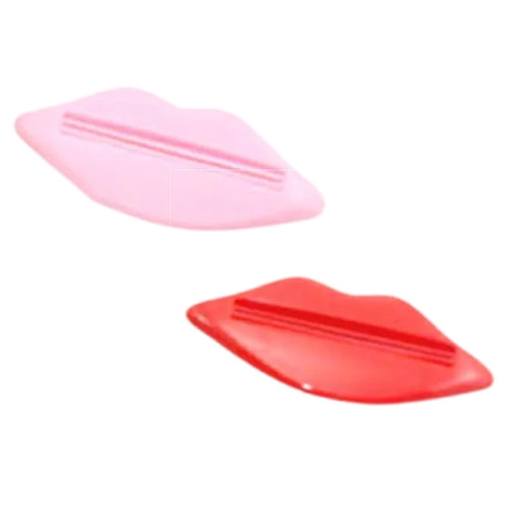 Dreamyjuly Set of 2 Toothpaste Squeezer Rollers, Easy to Use, with A Caster Holder, Bathroom Storage Design, Non-Slip Base, Convenient to Use, Pink+Red