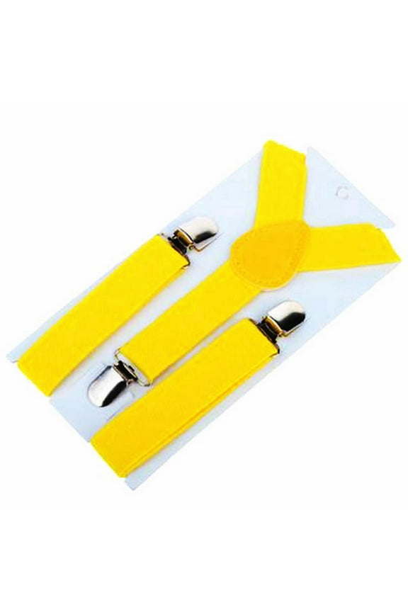 Solid Color Mens Suspender Y Shape with Strong Clips Adjustable Braces(Yellow)