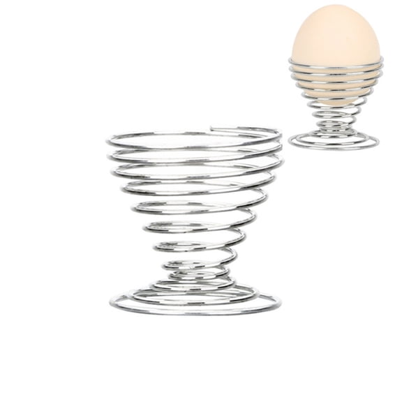 Dreamyjuly Stainless Steel Spring Wire Egg Cup Holder, Boiled Egg Tray for Kitchen Countertop, Fun Breakfast Serving Dish for Family And, Silver