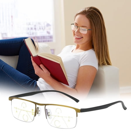 Dreamyjulymultifocal Reading Glasses Multifocal 100 Degree Bronze Gold C