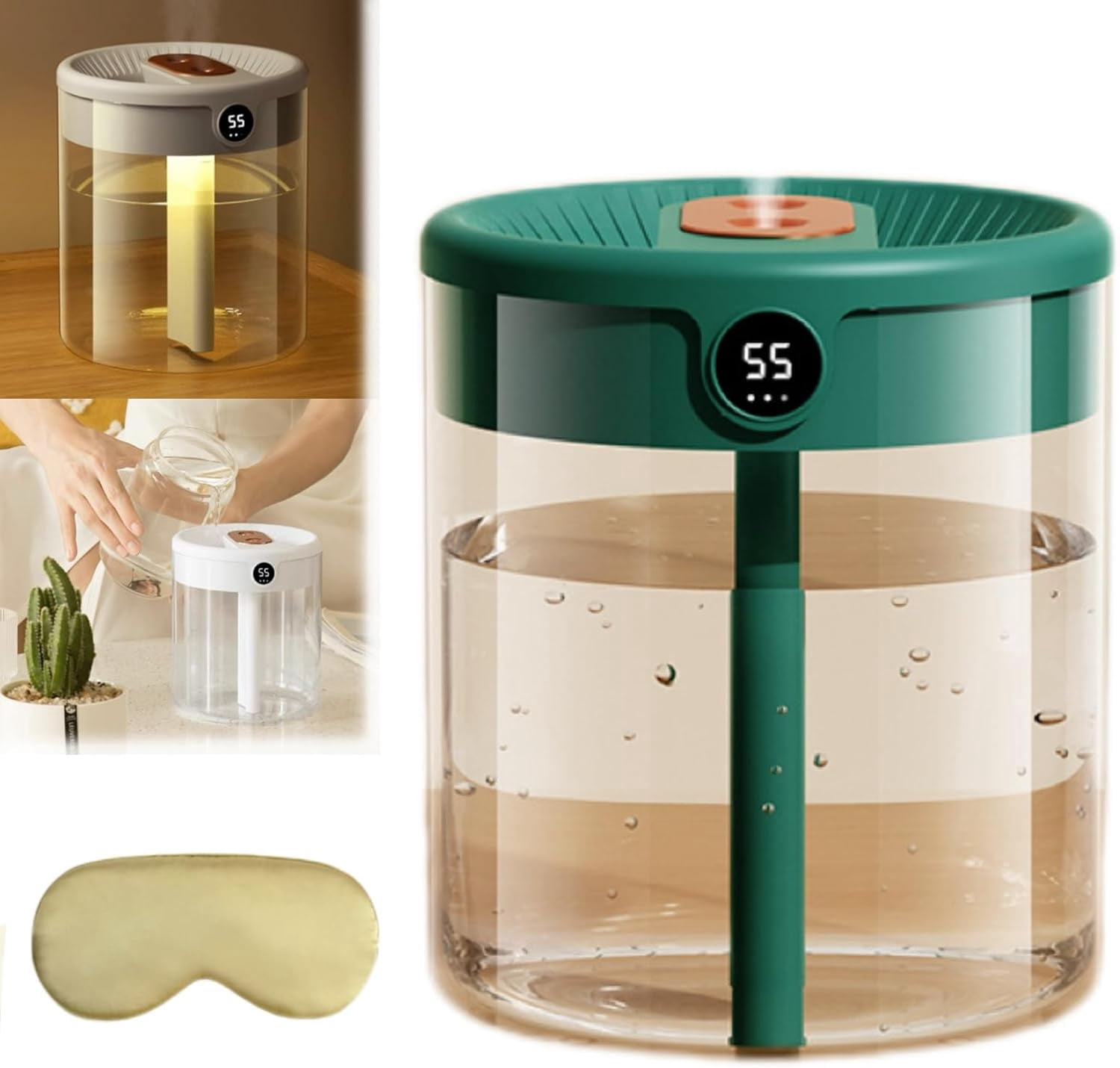 Dreamzy Humidifier, Dreamzy Humidifier Filter, Dreamzy Humidifiers for Bedroom, Dreamzyhumidifiers for Bedroom, Desktop Air Humidifier, 2L Cool Mist Desktop Humidifier for Bedroom (Green)