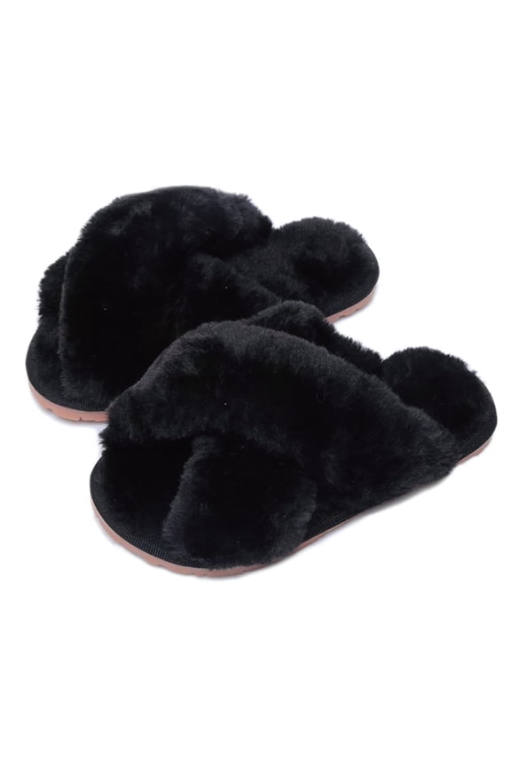 Kids Fluffy Slippers for Girls Open Toe Warm Fuzzy Slippers Bedroom House Shoes