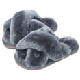 thumbnail image 1 of Drecage Kids Fluffy Slippers for Girls Open Toe Warm Fuzzy Slippers Bedroom House Shoes, 1 of 7