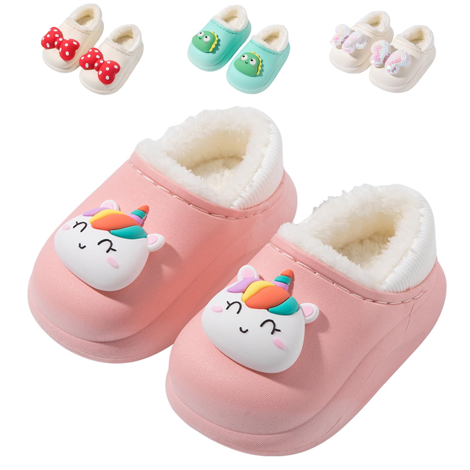 Drecage Kids Waterproof Slippers Toddler Cartoon Warm Soft Non-Slip ...