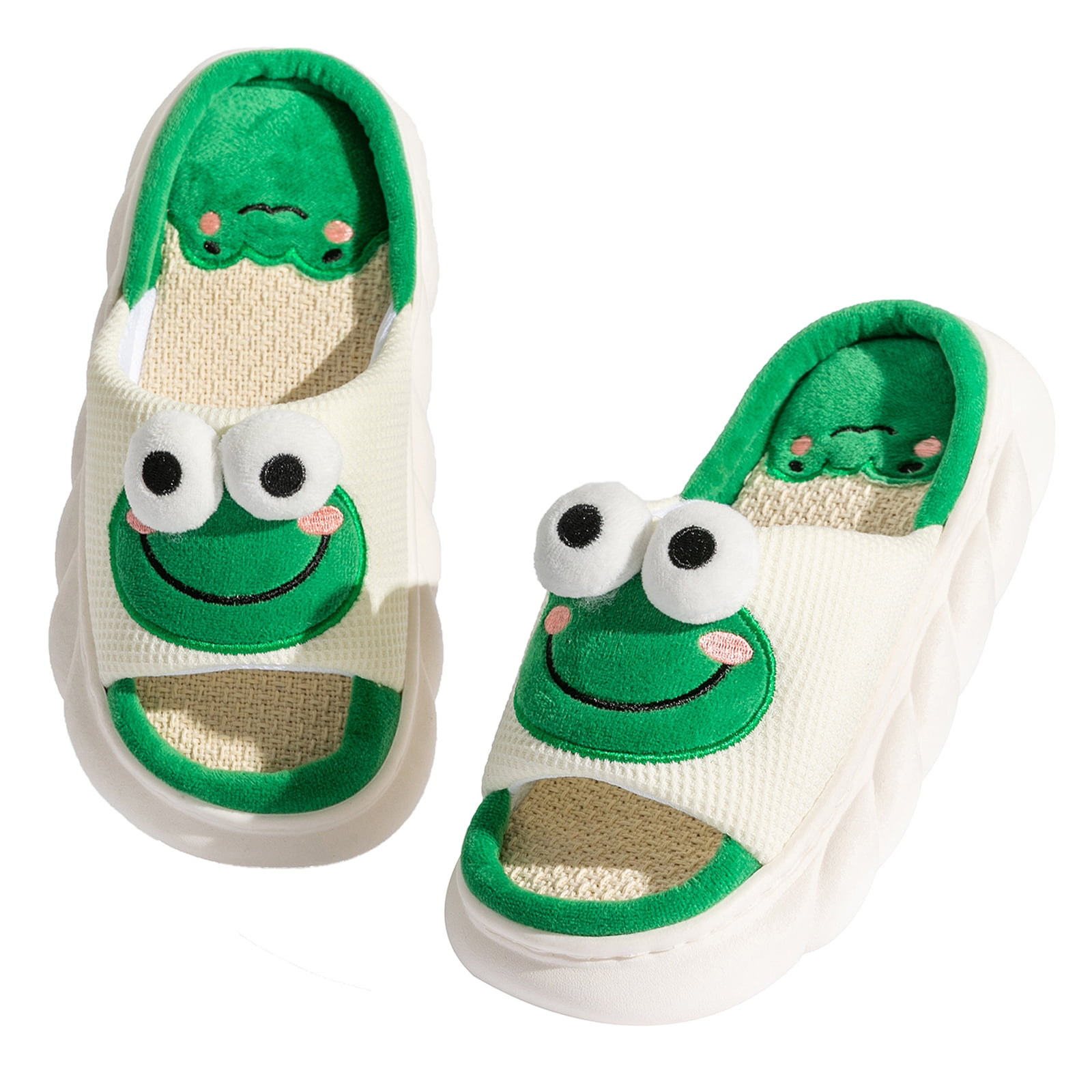 Baby Boys Slippers HAPPY MONSTER FACE Green Navy Blue SHERPA LINED Size 4