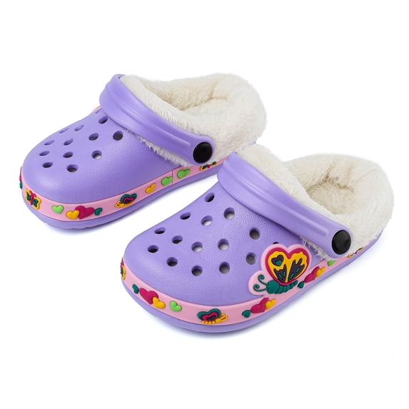 Drecage Little Kids Lined Clogs Toddler Winter Garden Shoes Bedroom House Slippers