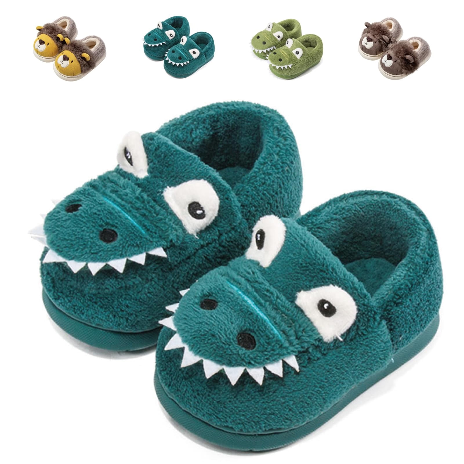 Drecage Toddler Boys Cute Dinosaur Slippers Kids Slipon Soft Warm