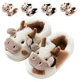 thumbnail image 1 of Drecage Toddler Boys Girls Cute Cow Slippers Kids Non-Slip Fuzzy Bedroom House Shoes, 1 of 7