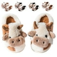 thumbnail image 1 of Drecage Toddler Boys Girls Cute Cow Slippers Kids Non-Slip Fuzzy Bedroom House Shoes, 1 of 7
