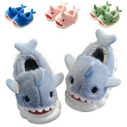 Drecage Toddler Boys Girls Cute Shark Slippers Kids Non-Slip Fuzzy House Bedroom Slippers