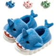 thumbnail image 1 of Drecage Toddler Boys Girls Cute Shark Slippers Kids Non-Slip Fuzzy Bedroom House Shoes, 1 of 7