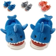 Drecage Toddler Boys Girls Cute Shark Slippers Kids Non-Slip Fuzzy Bedroom House Shoes