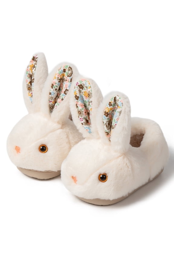 Toddler Boys Girls Slippers Kids Cute Bunny Plush Slippers Winter Warm House Shoes