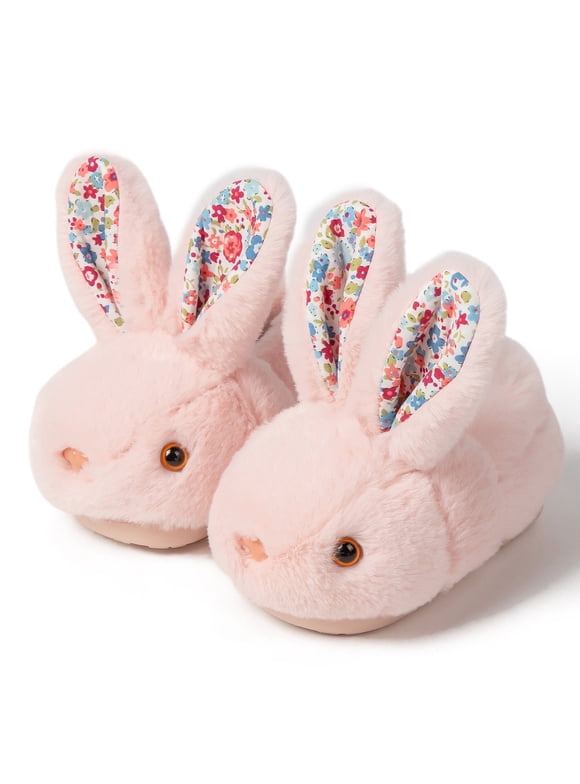 Toddler Boys Girls Slippers Kids Cute Bunny Plush Slippers Winter Warm House Shoes