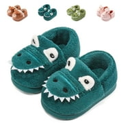 Drecage Toddler Kids Cute Dinosaur Slippers Boys Winter Warm Fuzzy Bedroom House Shoes