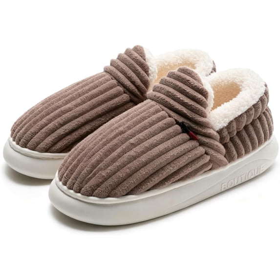 Drecage Womens Fuzzy Slippers Mens, Fleece Lined House Slipper for Ladies, Extra Plush Warm Indoor Outdoor Slippers with Heel Cover & Anti-slip Sole, Cozy Memory Foam Home Shoes
