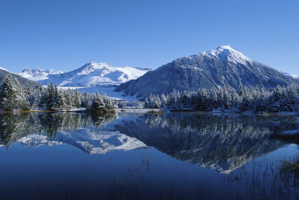 Dredge Lakes Mendenhall Valley Winter Southeast Alaska Canvas Art - John Hyde Design Pics (38 x 24)