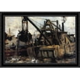 thumbnail image 1 of Dredging in the East River 40x28 Large Black Ornate Wood Framed Canvas Art by John Henry Twachtman, 1 of 2