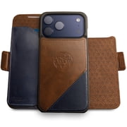 Dreem for iPhone 17 Pro Case Wallet, Revolutionary Phone Stand, Vegan Leather, MagSafe-Fit, Magnetic Detachable Flip Cover, RFID Blocking Card Holder, Gift-Box [FibonacciChocolate/Royal Blue]