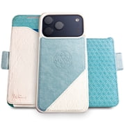 Dreem for iPhone 17 Pro Case Wallet, Revolutionary Phone Stand, Vegan Leather, MagSafe-Fit, Magnetic Detachable Flip Cover, RFID Blocking Card Holder, Gift-Box [FibonacciLight Blue/White]